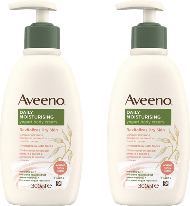 Aveeno 保濕乳 蜂蜜杏桃優格, 300ml, 2瓶