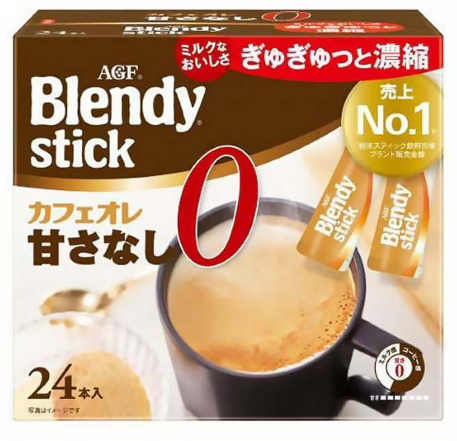 AGF Blendy 無糖咖啡歐蕾風味即溶飲品, 7.8g, 24條, 1盒