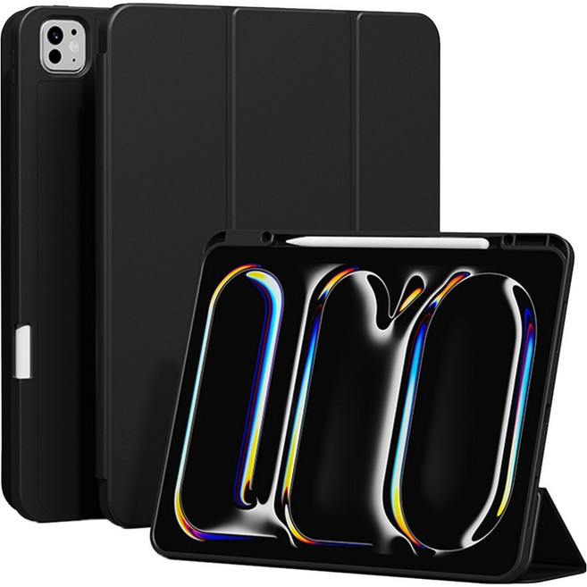 요거 아이패드 케이스 애플펜슬 수납 실리콘 태블릿 PC 스마트 커버, 블랙, 1개