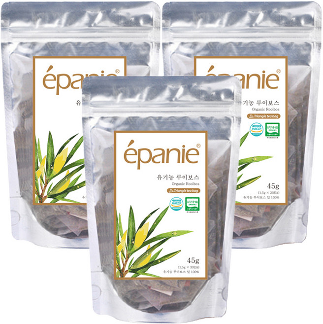 에빠니 유기농 루이보스 허브차 삼각망 티백, 1.5g, 30개입, 3개