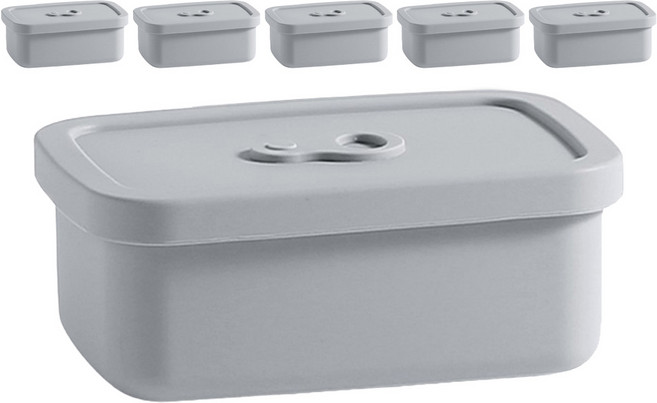 이지실리 실리콘 스팀홀 직사각 밀폐용기 그레이 M 350ml, 6개, 단품