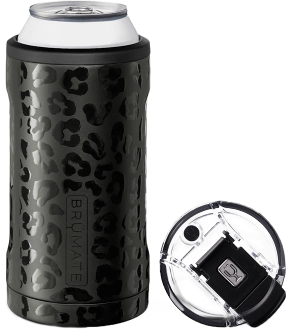 BRUMATE Trio 雙層真空飲料鋁罐保冰保溫杯 - 適用12oz/16oz鋁罐 BevLock專利防漏杯蓋, 黑石豹, 480ml, 1個