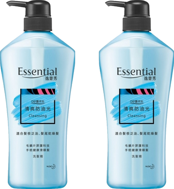 Essential 逸萱秀 瞬效鎖水系列 清爽防油光洗髮精 0矽靈添加 適合髮根泛油、髮尾乾燥髮, 700ml, 2瓶
