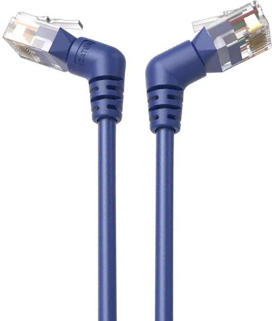 VEnTIOn 威迅 IBO系列 CAT6A 超六類雙彎頭可旋轉纖細高速網路線 1M 藍色, 1條