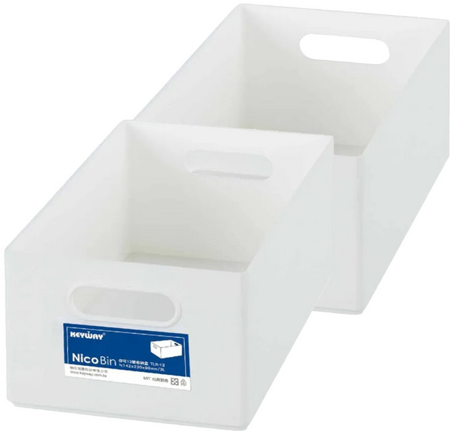 KEYWAY 聯府 你可13號收納盒 23 x 14.2 x 9.8cm 3L 1個, 白色, 2組