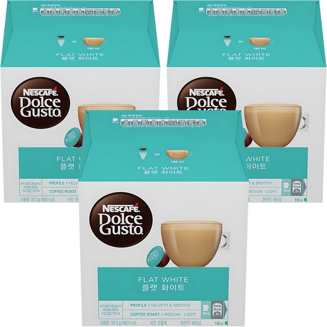 돌체구스토 캡슐커피 플랫화이트 48p, 11.7g, 16개입, 3개