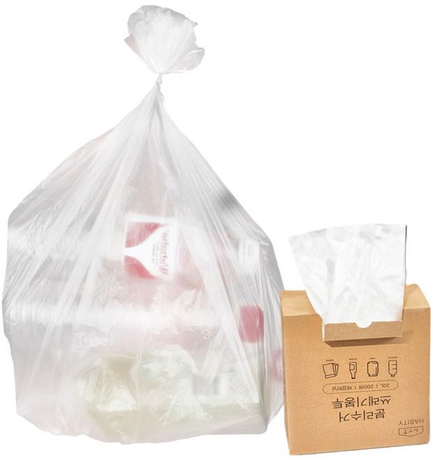 하비티 배접 분리수거 쓰레기 비닐봉투 박스포장 200매, 20L, 1개
