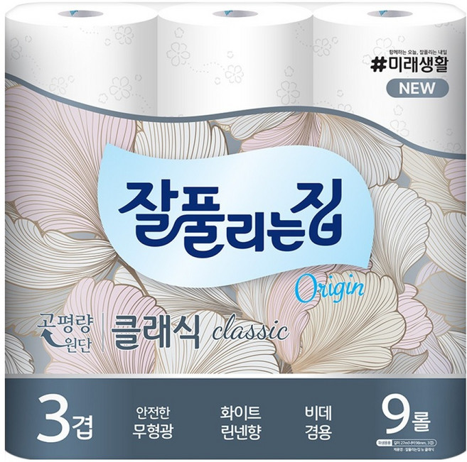 잘풀리는집 뉴 클래식 화장지, 27m, 9개입, 1개