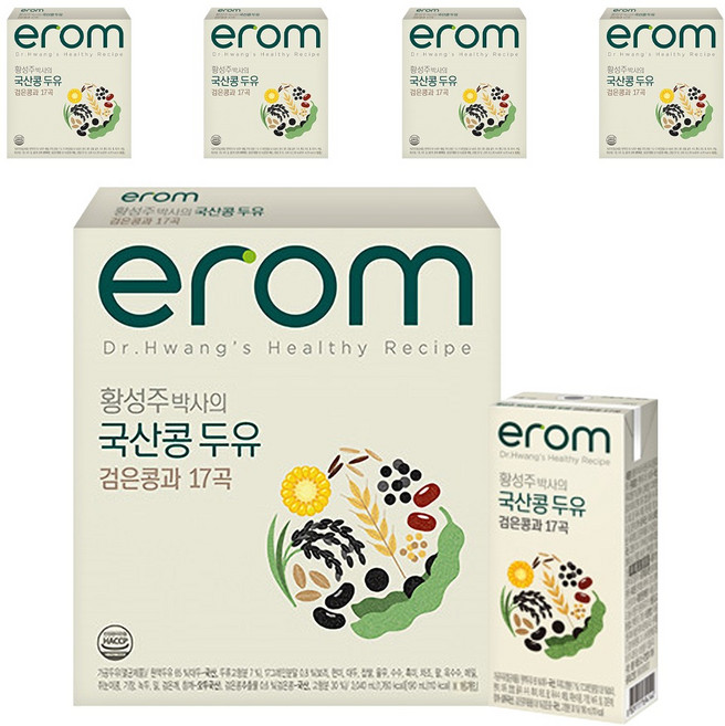 이롬 황성주 국산콩 두유 검은콩과 17곡, 190ml, 80개