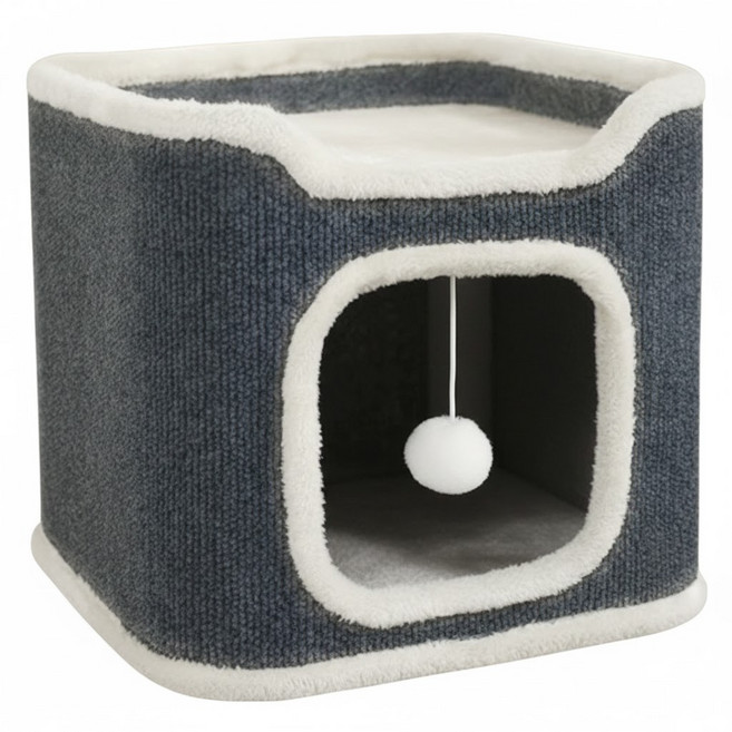毛皇上 貓樹洞造型貓窩 1層, 1個, 灰色