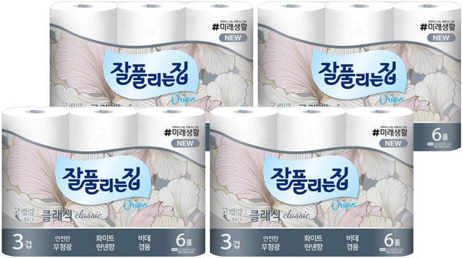 잘풀리는집 뉴 클래식 화장지, 25m, 6개입, 4개