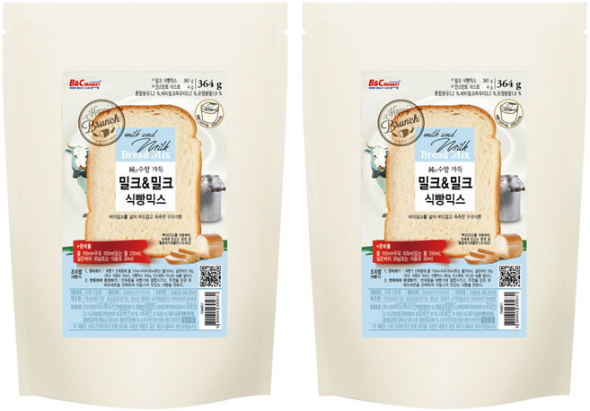 브레드가든 밀크 앤 밀크 식빵 믹스, 364g, 2개