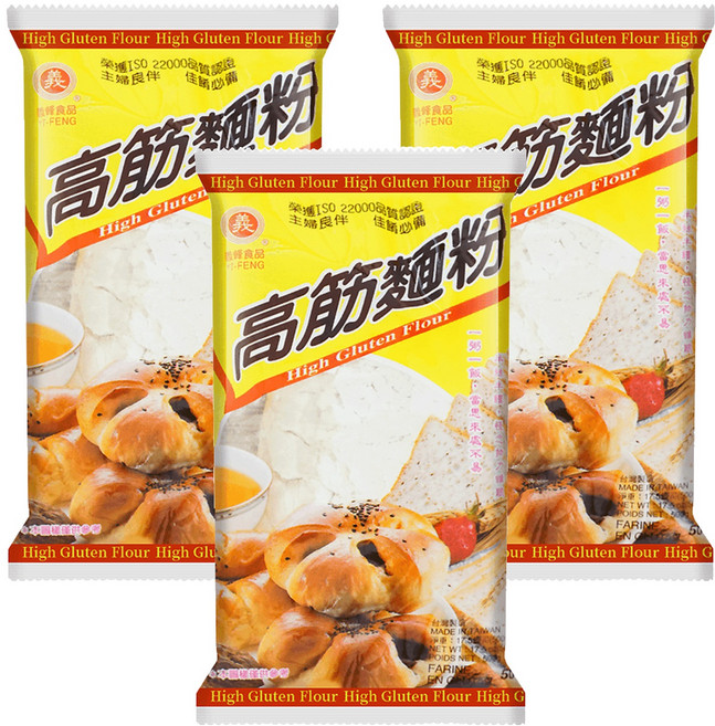 義峰食品 高筋麵粉, 500g, 3包