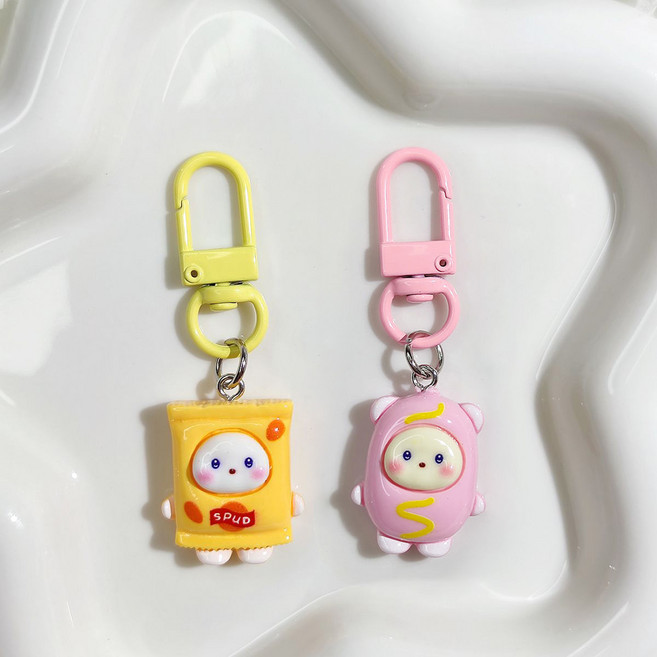 도림 핑거푸드 미니 자동차 키링 2종 세트, 1세트, 과자+핫도그