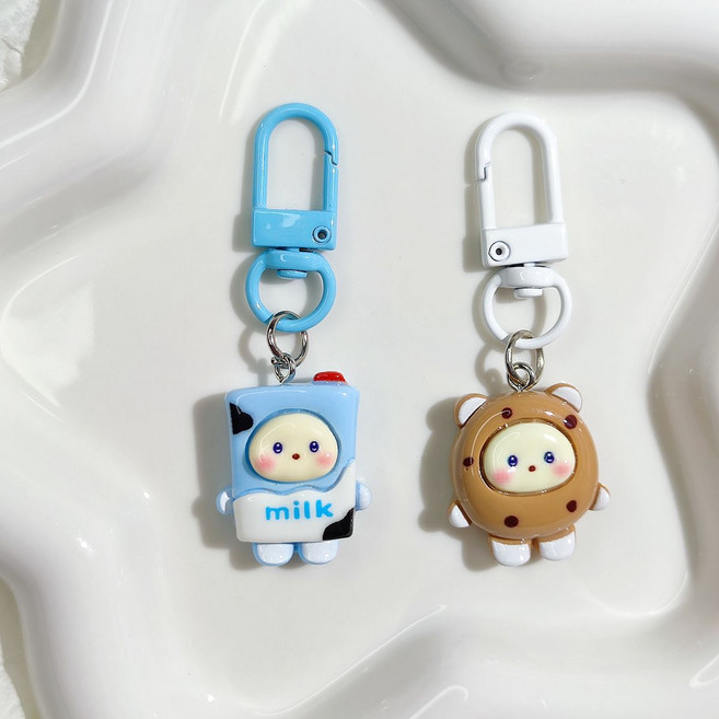 도림 핑거푸드 미니 자동차 키링 2종 세트, 1세트, 우유+쿠키