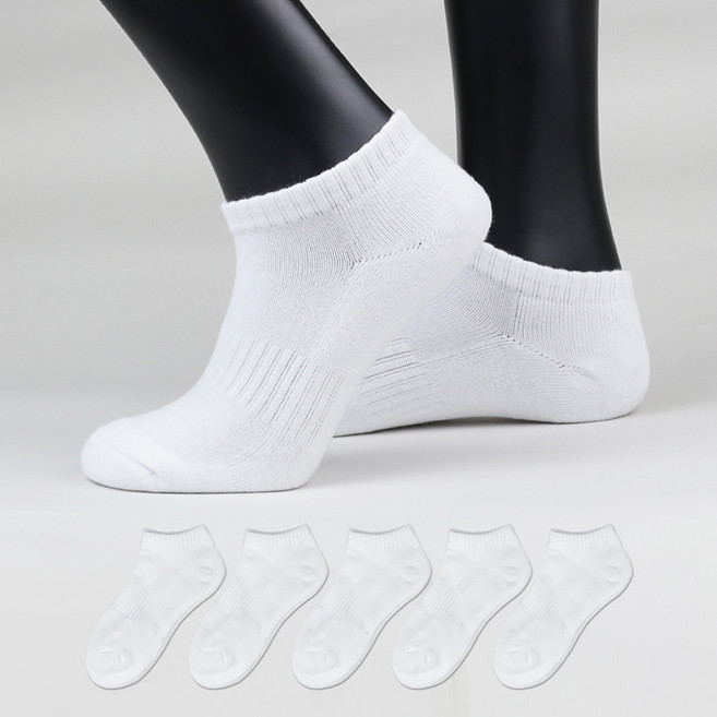 이지레그 여성용 이중바닥 스포츠 스니커즈 런닝 발목 양말, 화이트, 5개