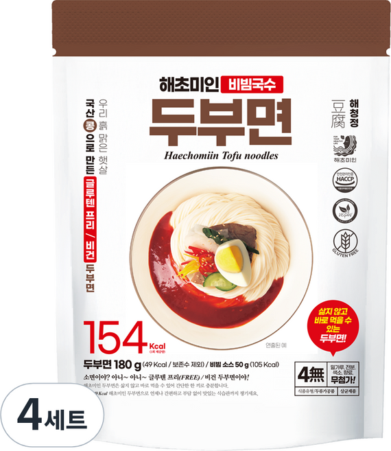 해초미인 두부면 180g + 비빔소스 50g 세트, 4세트