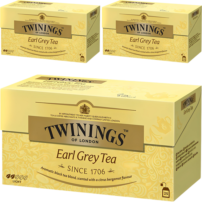 TWININGS 唐寧茶 盒裝伯爵紅茶茶包, 2g, 25包, 3盒
