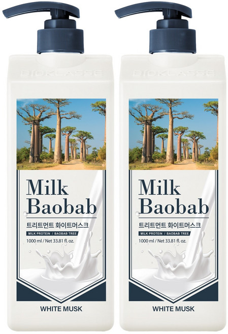 밀크바오밥 헤어트리트먼트 화이트머스크향, 1L, 2개