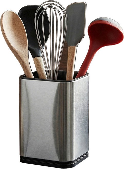 마메 스테인레스 물빠짐 수저통 조리도구 키친툴 홀더, 실버, 1개