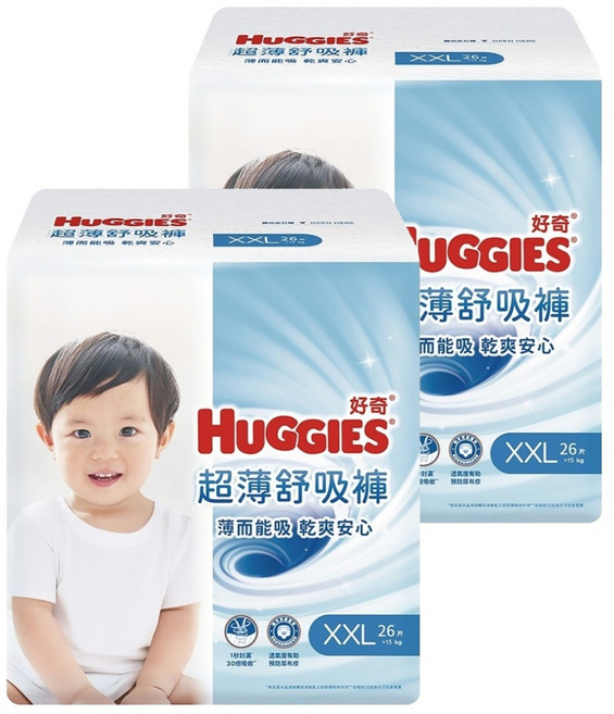 HUGGIES 好奇 超薄舒吸褲 褲型尿布 褲型紙尿褲 15kg以上 39578, 2XL, 52片