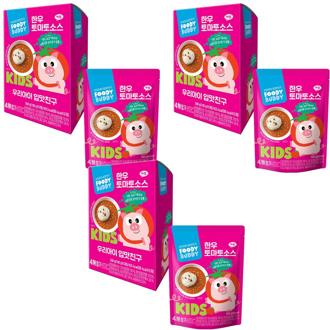 푸디버디 유아용 한우 토마토소스 5p, 혼합맛(쇠고기/토마토), 500g, 3개