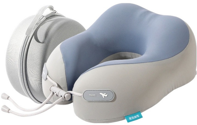 Pro2.0 冰絲涼感雲朵透氣頸枕 附收納包*, 藍色