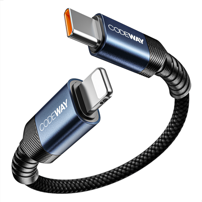 코드웨이 라이트닝 고속충전 데이터 숏 케이블, 15cm, 블루 (C to L), 1개
