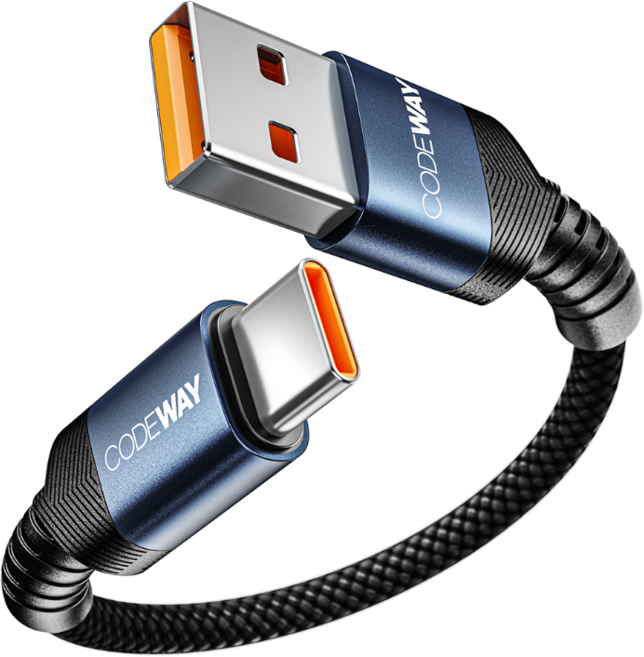 코드웨이 A타입-C타입 고속충전 데이터 숏 케이블, 15cm, 블루, 1개