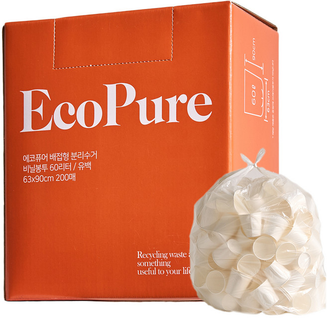 에코퓨어 뽑아쓰는 분리수거 비닐봉투, 1개, 60L
