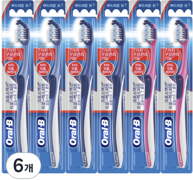 오랄비 크로스액션 컴플리트7 클린 칫솔, 6개입, 6개
