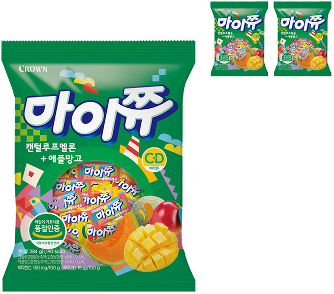 마이쮸 캔털루프멜론 + 애플망고 캔디, 284g, 3개