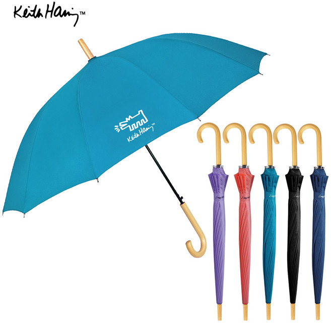 키스해링 12K 퍼피 장우산 살대많은 튼튼한 자동 우드손잡이 우산