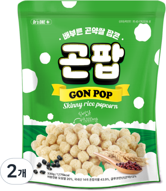 닥터스원 배부른 곤약쌀 팝콘 곤팝, 2개, 330g