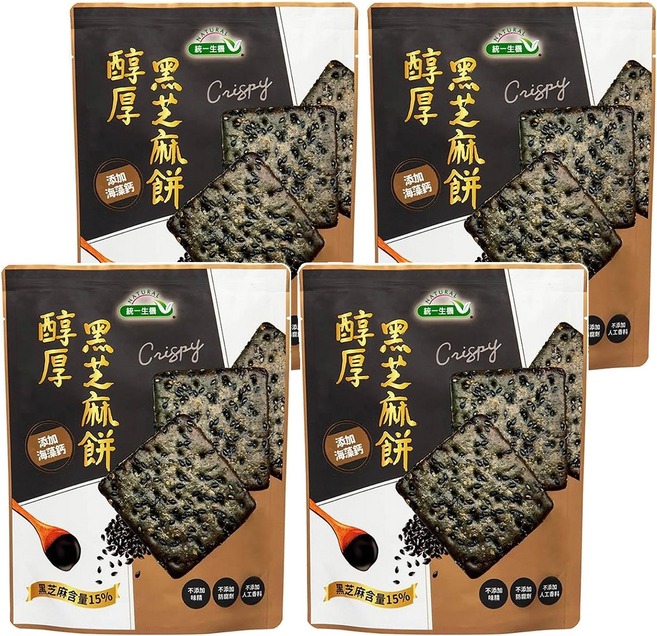 統一生機 醇厚黑芝麻餅, 124g, 4個