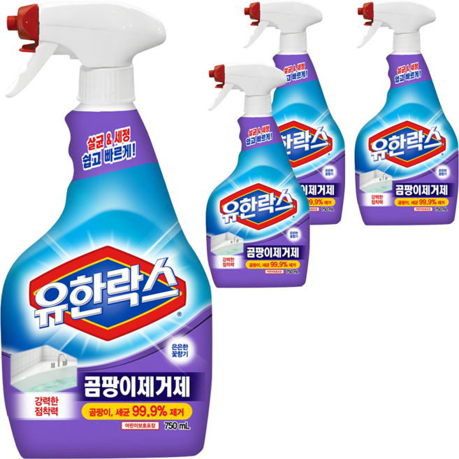 유한락스 곰팡이제거제, 750ml, 4개