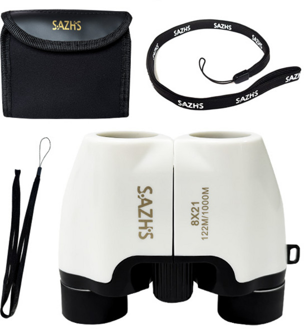 사츠 망원경 8X21 화이트 + 전용 파우치 + 넥스트랩 세트, 21mm