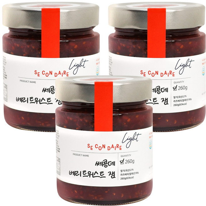 쎄콩데 저칼로리 Light 베리 트위스트 잼, 260g, 3개