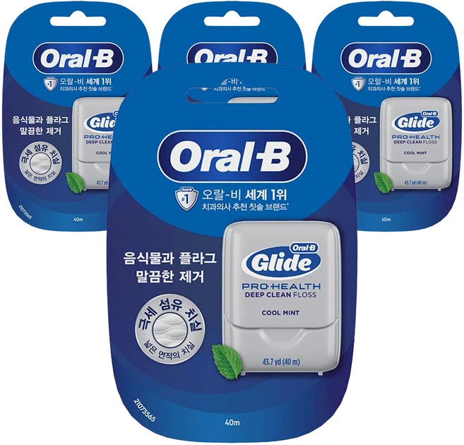 오랄비 글라이드 딥클린 치실, 40m, 1개입, 4개 - 쿠팡