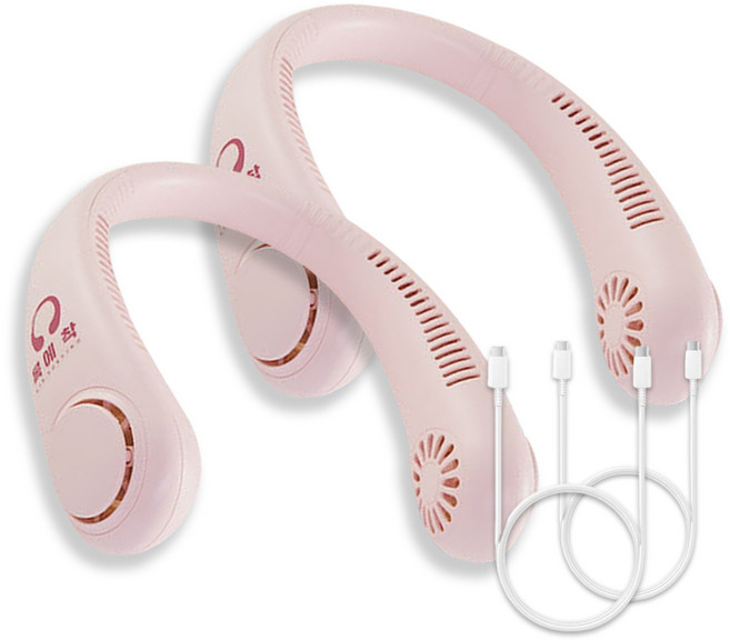 에어서핑 목에착 넥밴드 선풍기 2p + USB 충전포트 2p, 핑크, Y-NF9