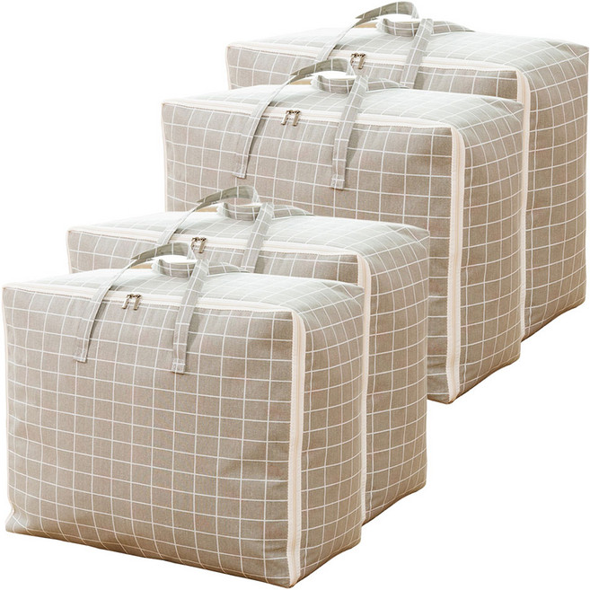 하늬통상 패브릭 이불정리함, 그레이체크, 4개