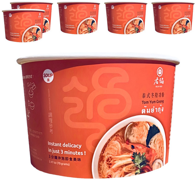 老鍋米粉 泰式冬蔭功風味湯米粉, 70g, 6入