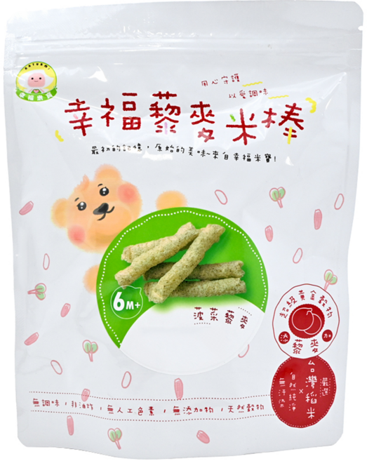 NATURMI 幸福米寶 幸福藜麥米棒 多種穀物製成 非油炸無調味 無麩質 台灣製造, 菠菜, 6個月以上, 30g, 1包