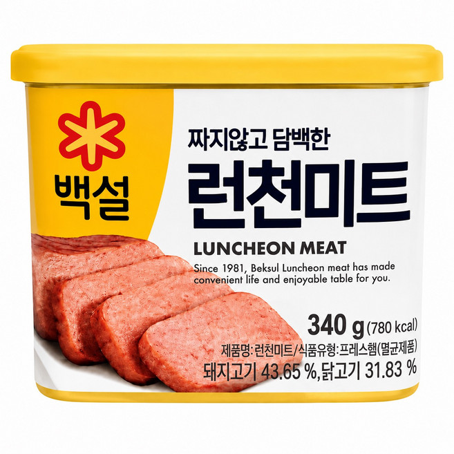 CJ BEKSUL 白雪 午餐肉, 1個, 340g