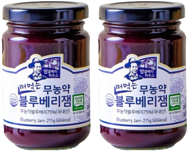 엉클베리하우스 떠먹는 블루베리잼, 215g, 2개