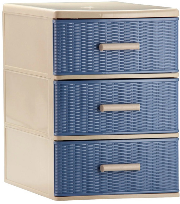 MORY 茂盛 藤木303收納櫃 3層, 藍色, 3個