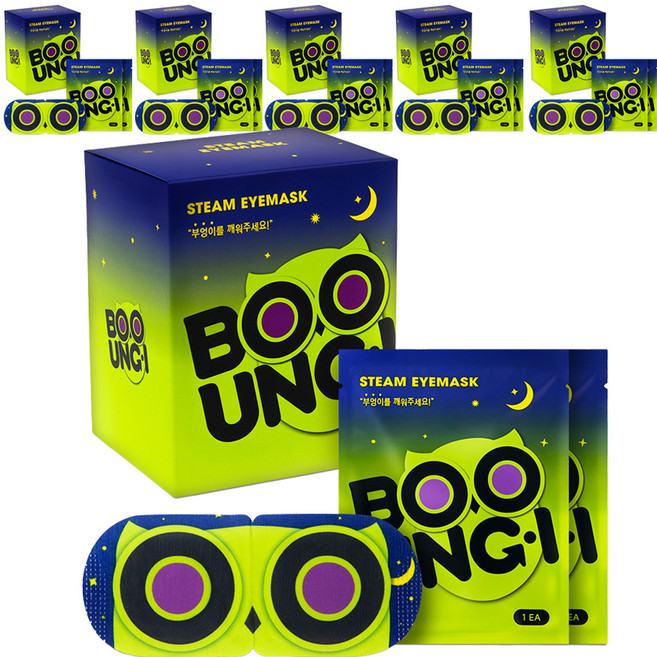 부엉이 더 따뜻하고 오래가는 스팀 온열 찜질 수면 아이마스크 나이트 네이비 무향, 6박스, 12개입