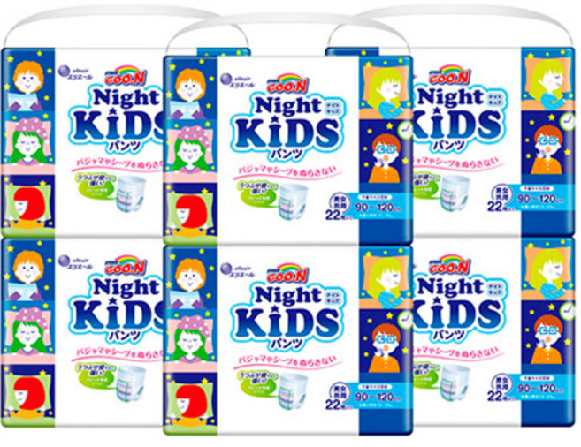 군 나이트 키즈 팬티형 기저귀 남녀공용, 키즈형(Kid), 132매