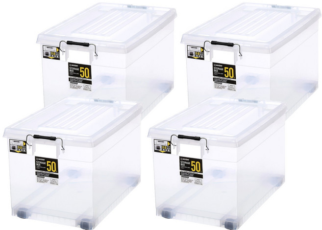 KEYWAY 聯府 工業風收納箱 TK50-1, 透明, 4個