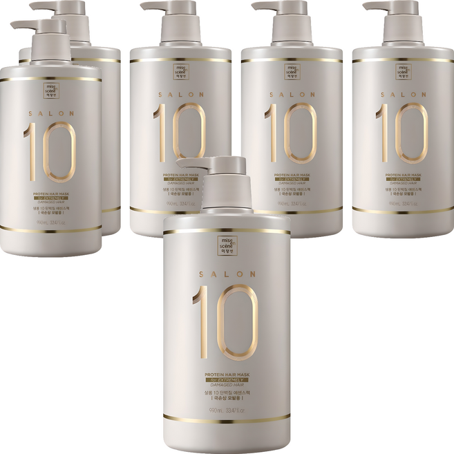 미쟝센 살롱10 단백질 에센스 헤어팩 극손상 모발용, 990ml, 6개